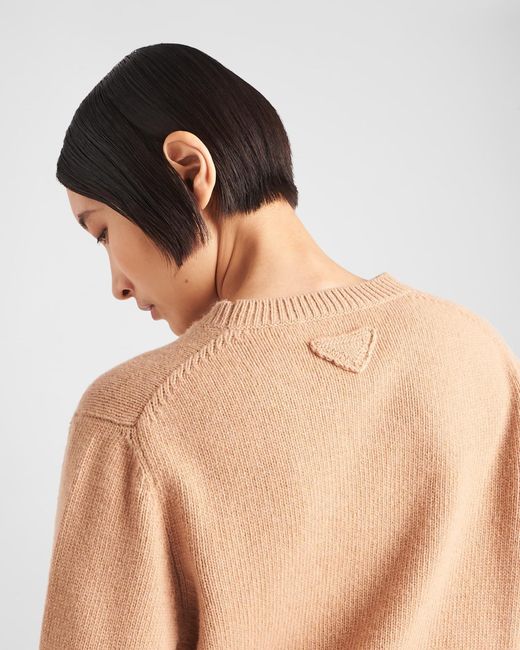 Prada Natural Long-Sleeve Knitted Jumper