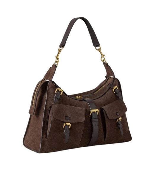 Mulberry Brown Buckled Pocket Shoulder Bag