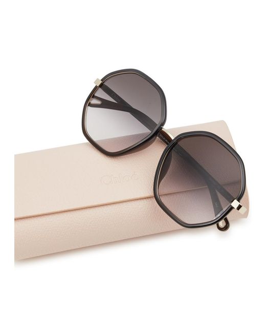 Chloé Metallic Franky Octagon-Frame Sunglasses