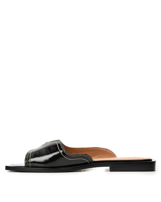 Ganni Black Logo Detail Slippers