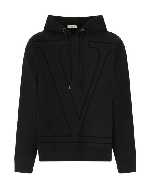 Valentino Black Logo-Print Hoodie for men