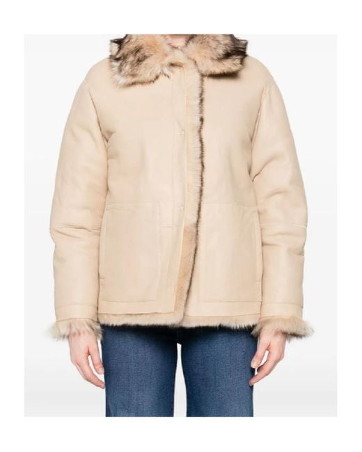 P.A.R.O.S.H. Brown Fur Leather Jacket