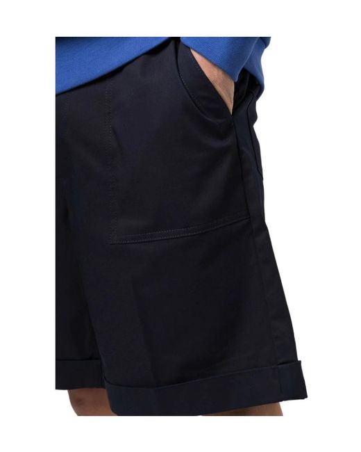 Moncler Blue Pressed-Crease Cotton Shorts for men