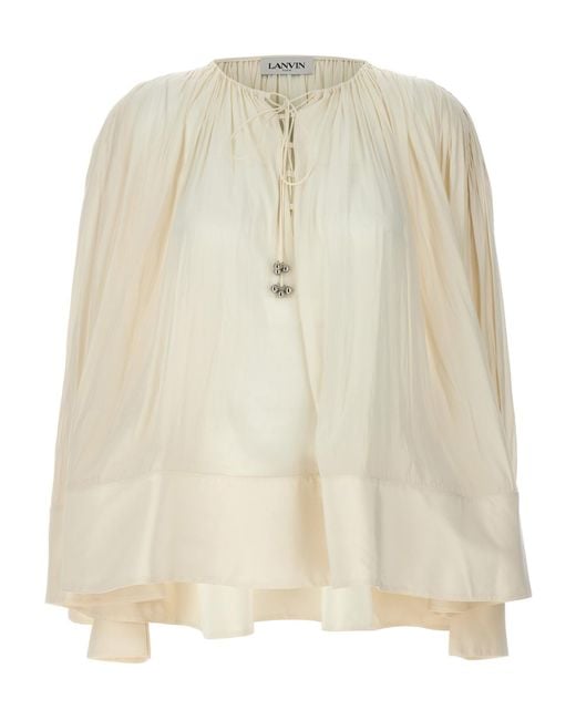 Lanvin Natural Pleated Drop-Shoulder Kaftan
