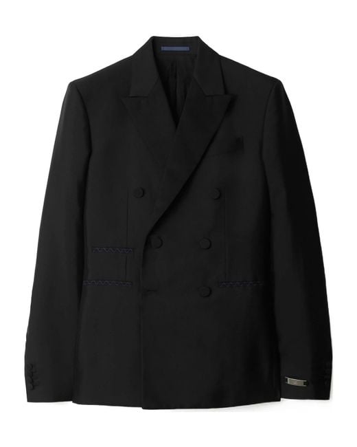 Burberry Black Double Breasted Peak Lapels Blazer for men