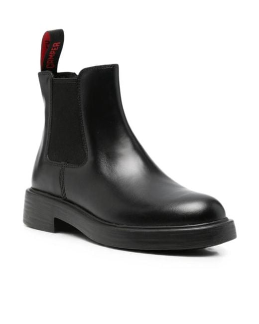 Camper Black Dean Elasticated-Panel Pull-Tab Chelsea Boots