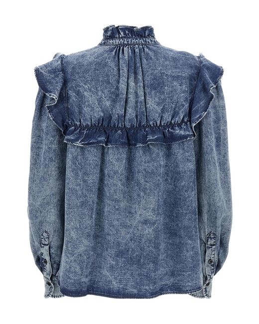 Isabel Marant Blue Isabel Marant Étoile Idety Ruffled Denim Shirt