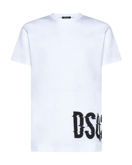 DSquared² White Logo-Printed Crewneck T-Shirt for men