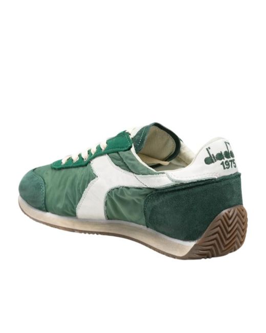 Diadora Green Suede-Panelled Sneakers for men