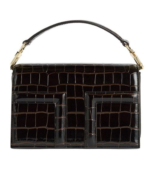Totême Black Totême T-Flap Embossed Crossbody Bag