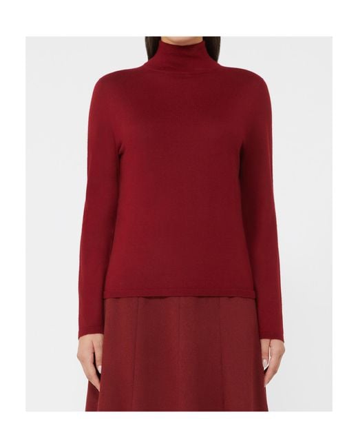 Max Mara Red Meana Turtleneck Knitted Jumper