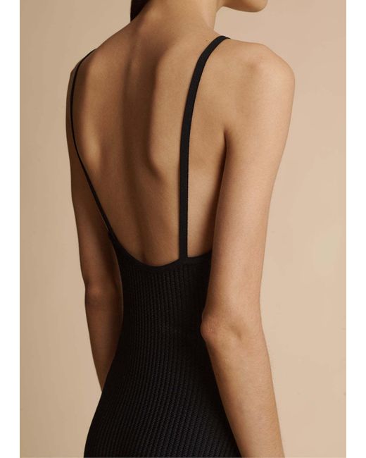 Khaite Black Queen V-Neck Midi Dress