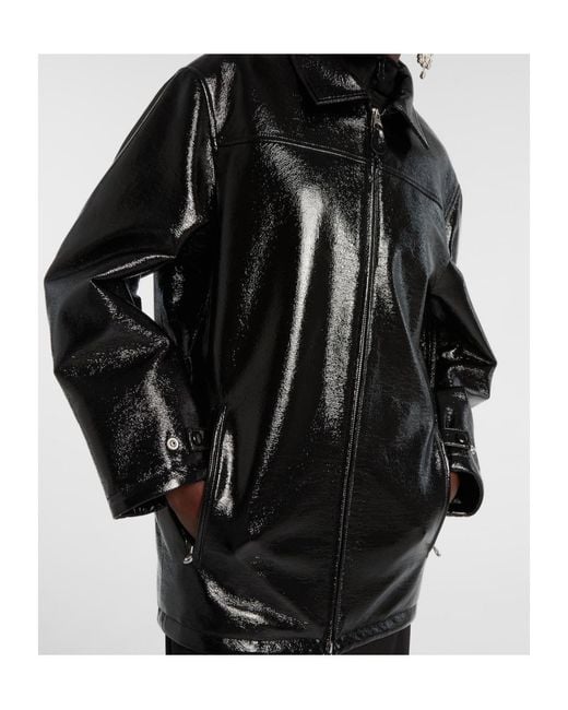 Courreges Black Coated Cotton-Blend Jacket