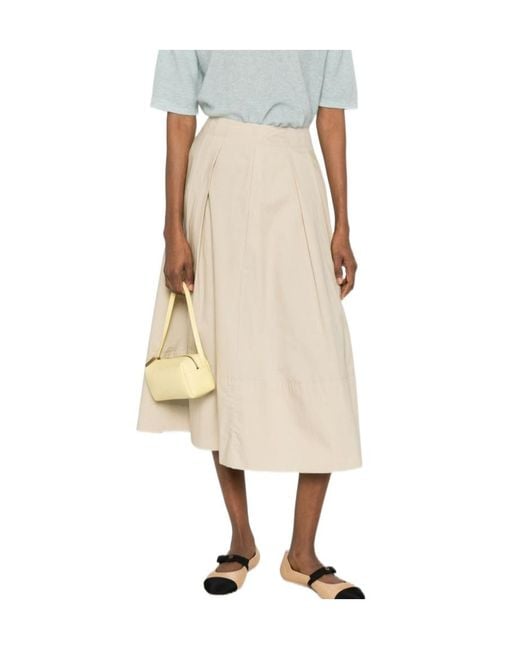 Woolrich Natural Pleated Midi Skirt