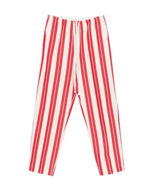 Forte_forte Red Striped Drawstring-Fastening Trousers