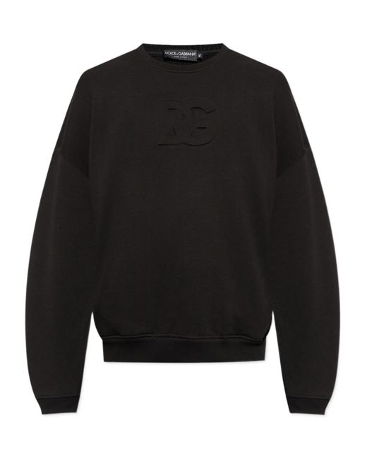 Dolce & Gabbana Black Logo Embossed Crewneck Sweatshirt for men