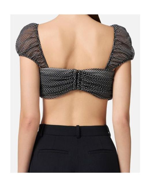 Elisabetta Franchi Gray Polka-Dot Print Top