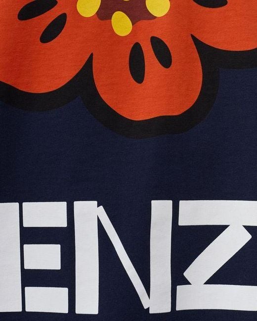 KENZO Blue Boke Flower Printed Crewneck T-Shirt for men