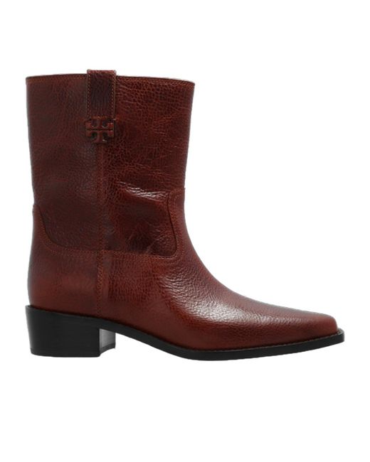 Tory Burch Brown 40Mm Pointed-Toe Leather Ankle Boots