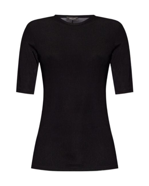 Fabiana Filippi Black Cut-Out Fine-Ribbed T-Shirt