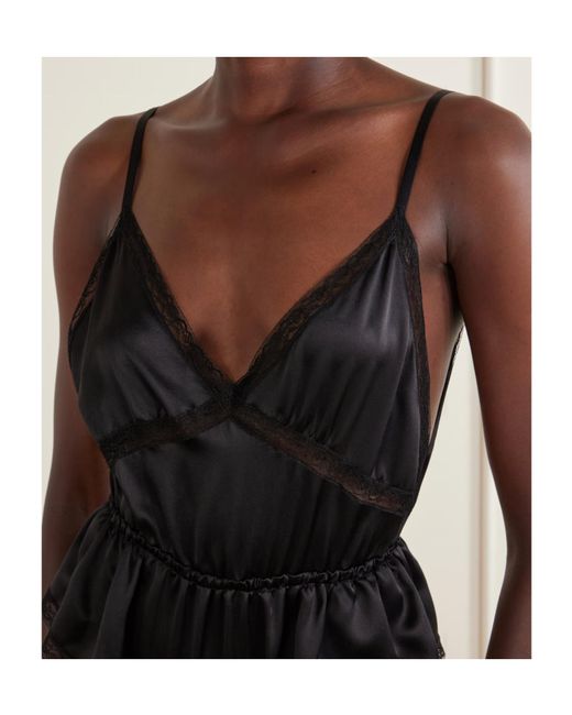 Dolce & Gabbana Black Lace-Trimmed Silk-Blend Satin Bodysuit