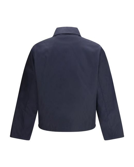 Prada Blue Triangle-Patch Zipped Jacket for men