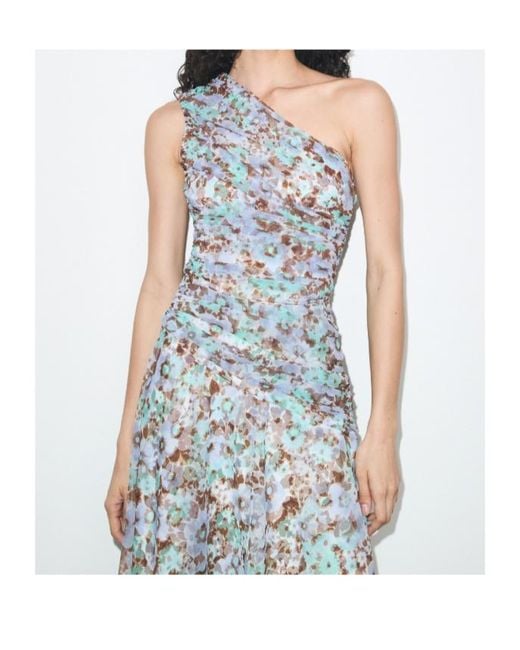 Tory Burch White Printed One-Shoulder Dress