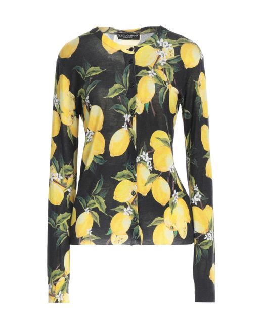 Dolce & Gabbana Yellow Printed Knitted Sweater