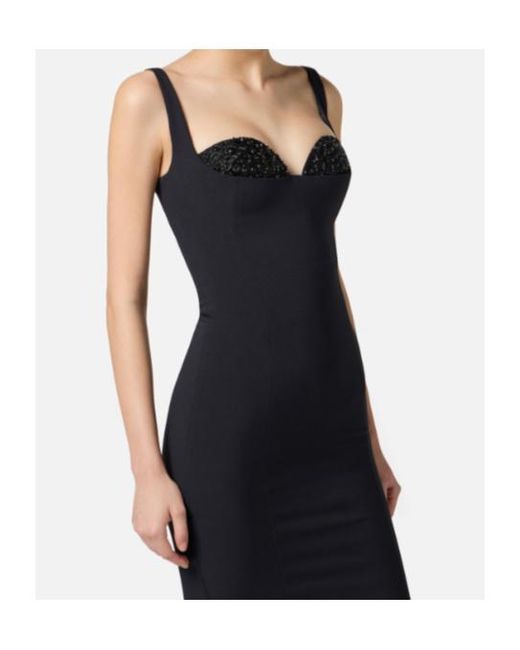 Elisabetta Franchi Blue Embellished Lightweight Crepe Dress