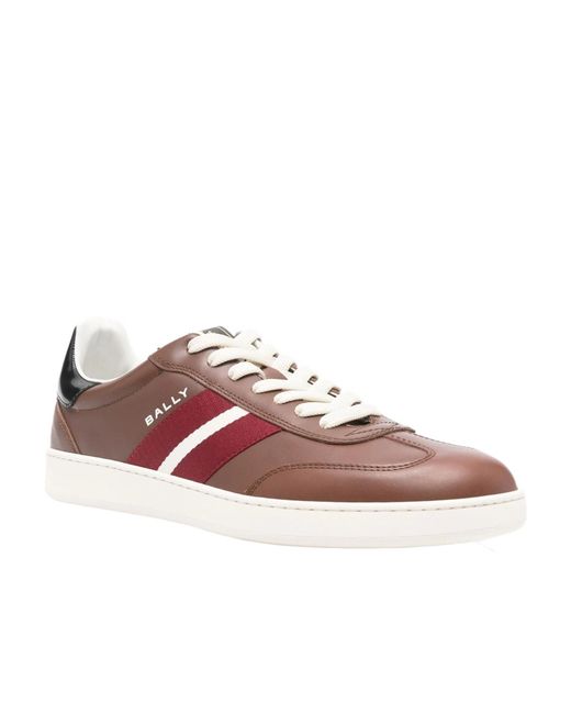 Bally Brown Stripe-Detail Sneakers for men