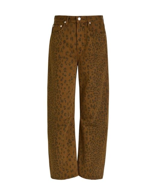 Citizens of Humanity Green Leopard-Print Barrel-Leg Jeans