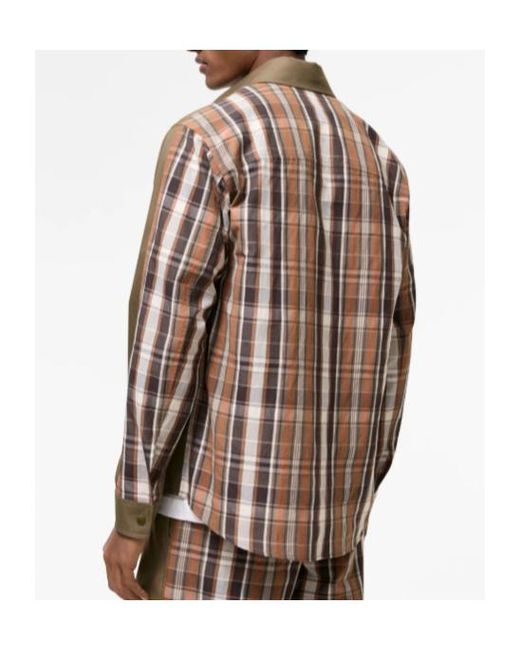 Burberry Green Tropical Gabardine And Check Shirt for men