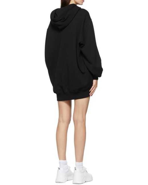 Versace Jeans Black Studded Logo-Print Hoodie Dress
