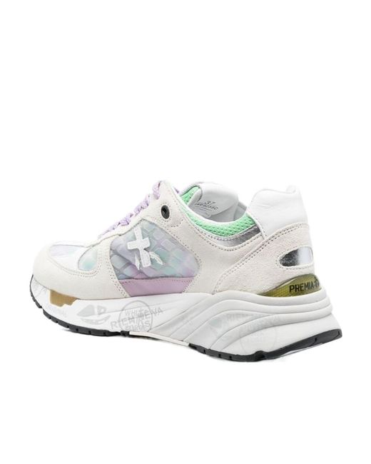 Premiata White Logo Sports Shoes