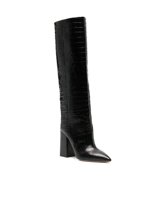 Paris Texas Black Thick-Heeled Boots