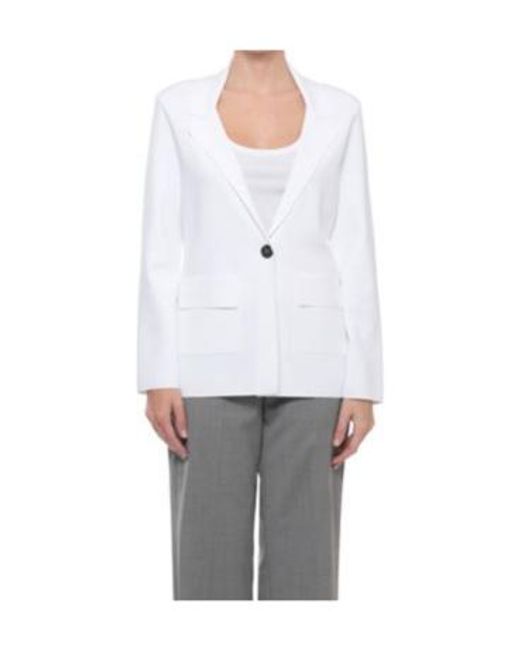 D.exterior White Single-Breasted Blazer
