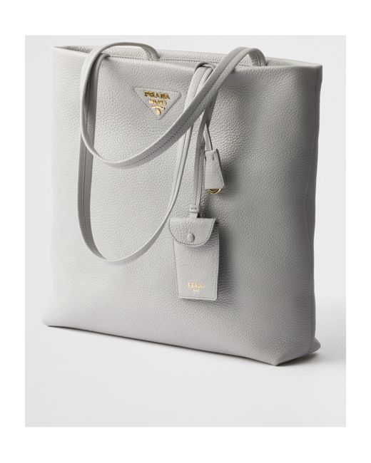 Prada Gray Large Leather Tote Bag