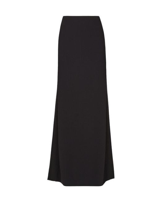 Fendi Black Logo Embroidered Back-Slit Long Skirt