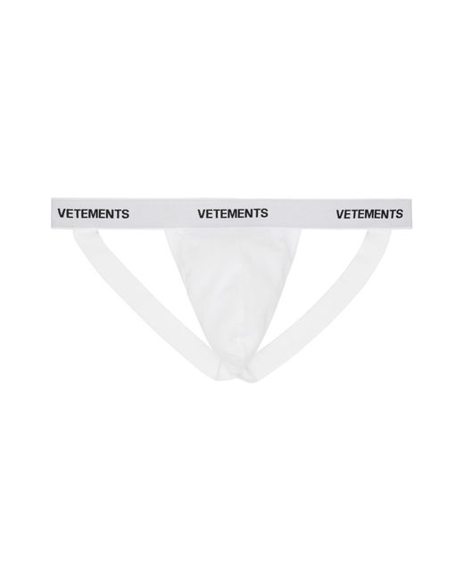 Vetements White Logo Waistband Jockstrap for men