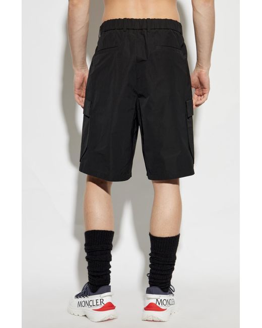 Moncler Black Logo Patch Cargo Shorts for men