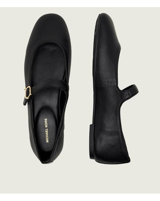 MICHAEL Michael Kors Black Buckle-Strap Ballet Flats