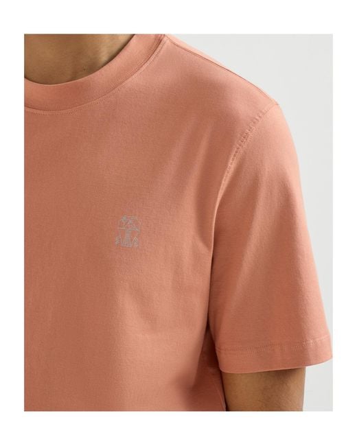 Brunello Cucinelli Multicolor Logo Printed Crewneck T-Shirt for men