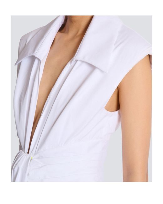 Balmain White Cotton Shirt Mini Dress