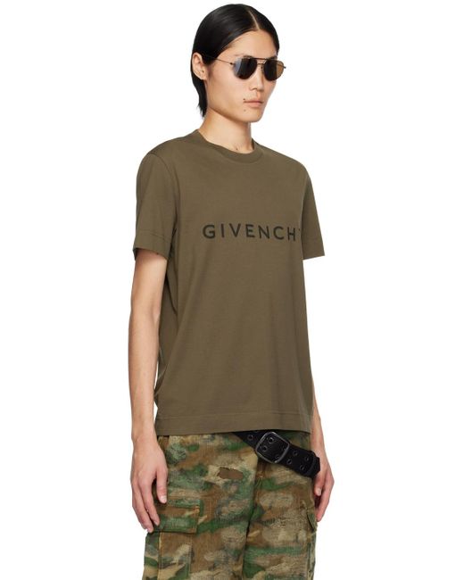 Givenchy Green Logo Printed Crewneck T-Shirt for men