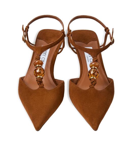Jimmy Choo Brown Lauri Bead-Embellished Pumps