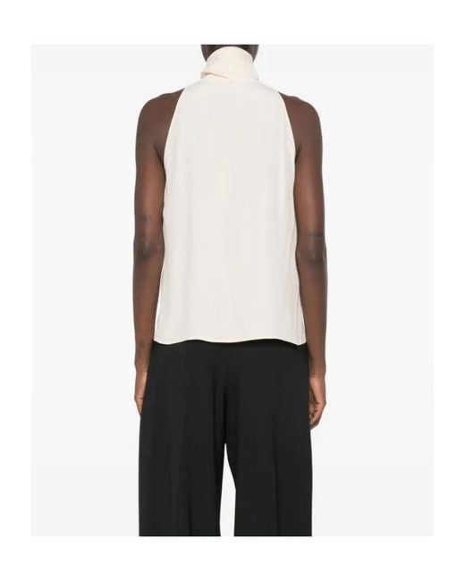 Alberta Ferretti Natural Ruffled Top