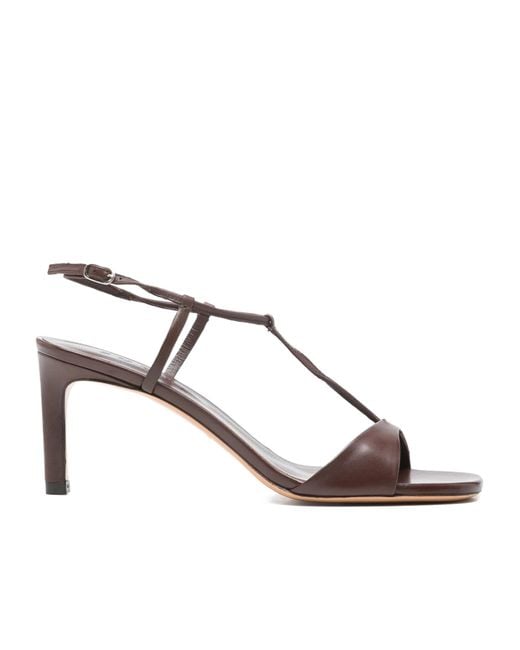 Soeur Brown T-Strap High-Heeled Sandals