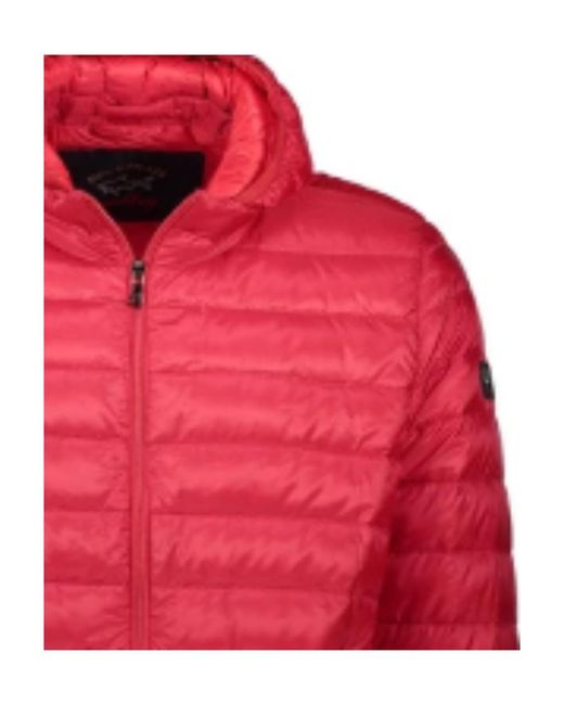 Paul & Shark Red Hooded Quilted Down Jacket for men