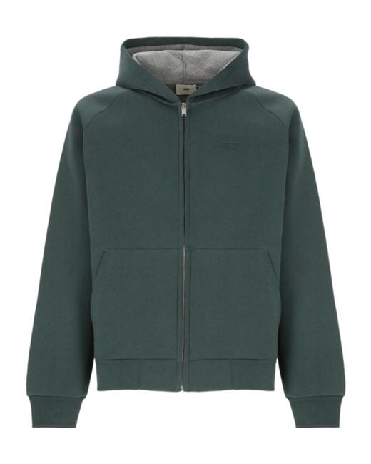 Autry Green Zipped Logo Embroidered Hoodie for men