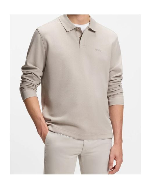 Boss White Cotton-Blend Polo Shirt With Waffle Structure for men